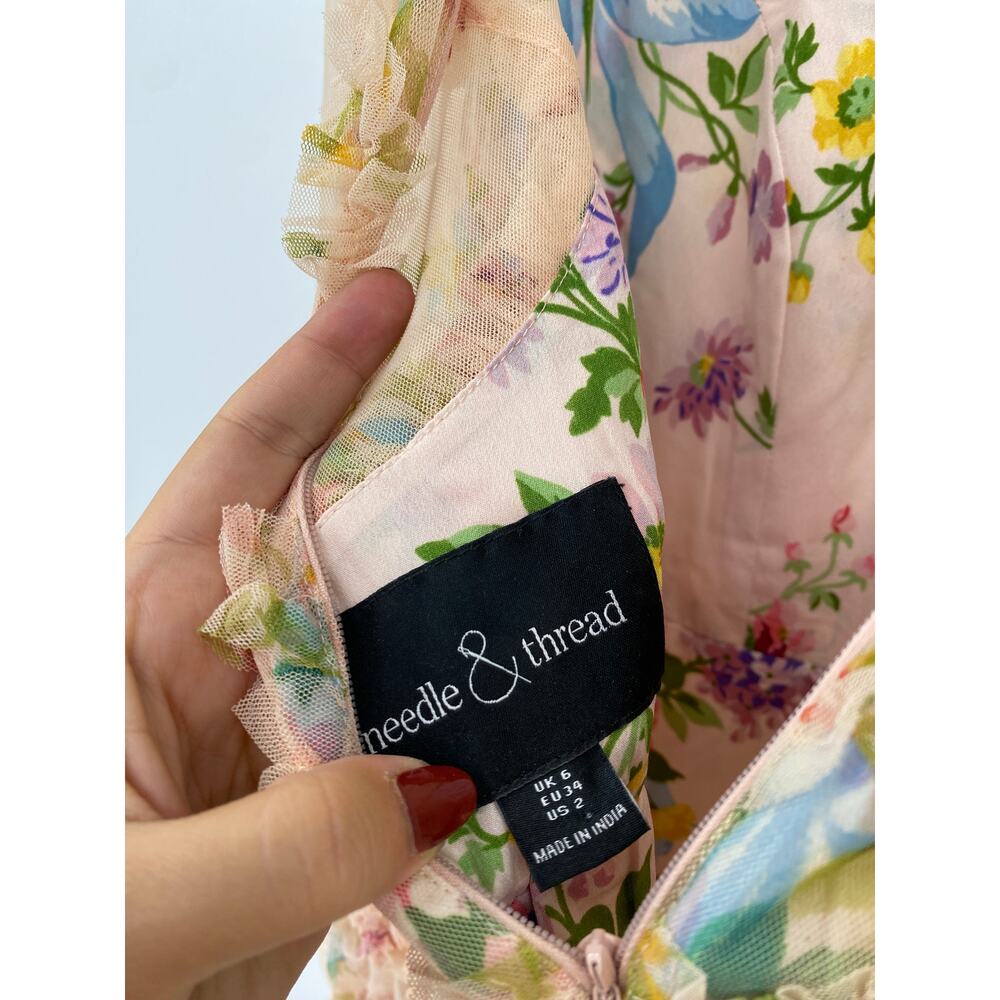 Needle & Thread Floral Diamond Ruffle Dress - Picture 5 of 8